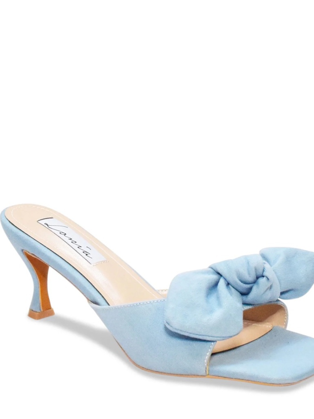 Light Blue Knot-Front Suede Mules